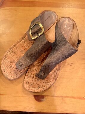 Donald J. Pliner Metallic Bronze Cork Thong Sandals